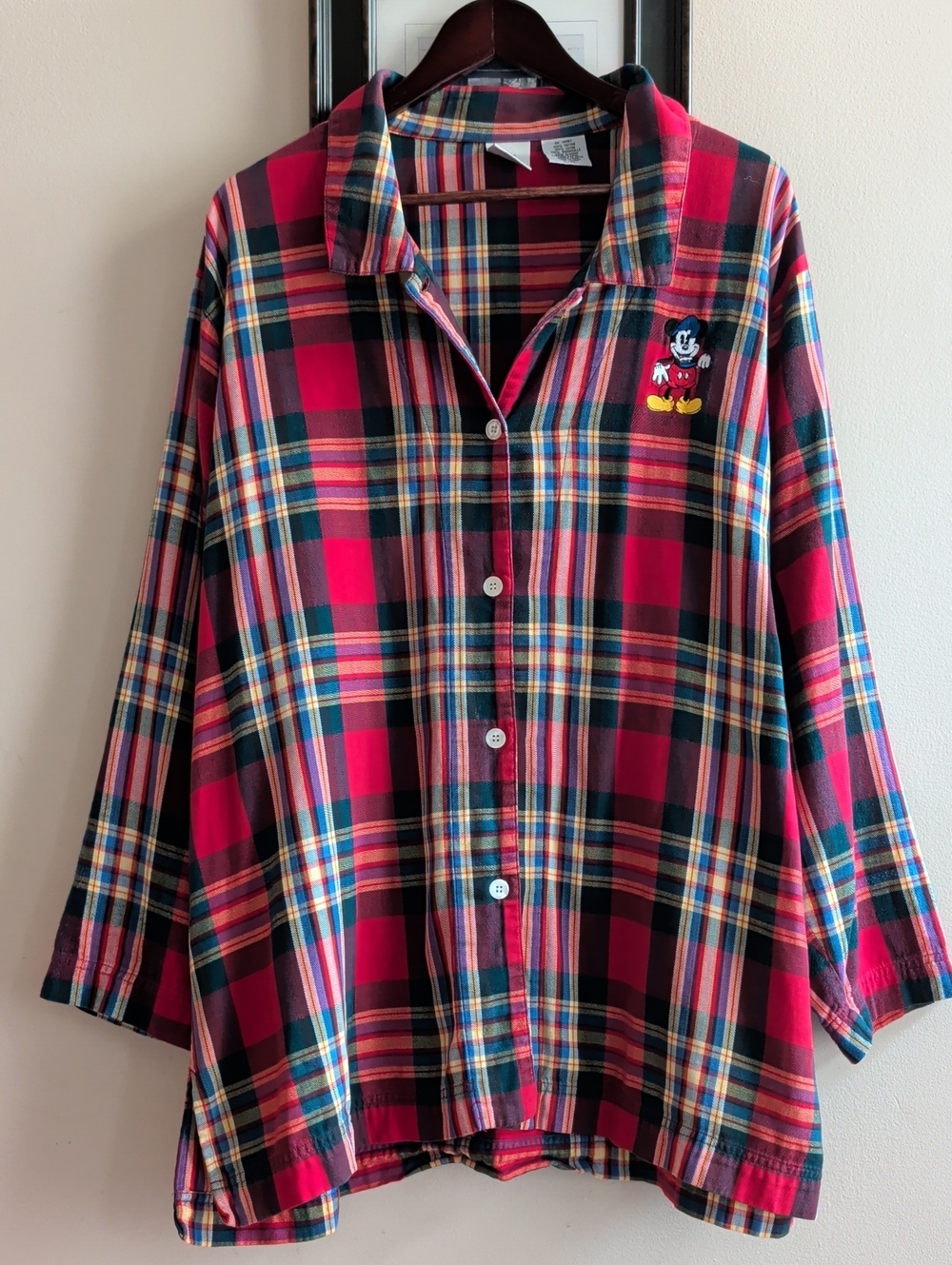 The Disney Store Red Plaid Button-Up Flannel PJ Top